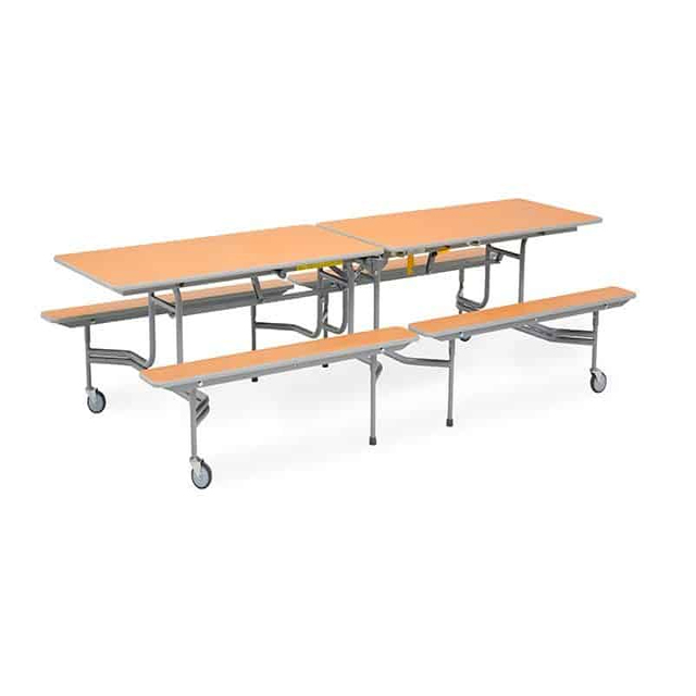 Mesa plegable con bancos y móvil